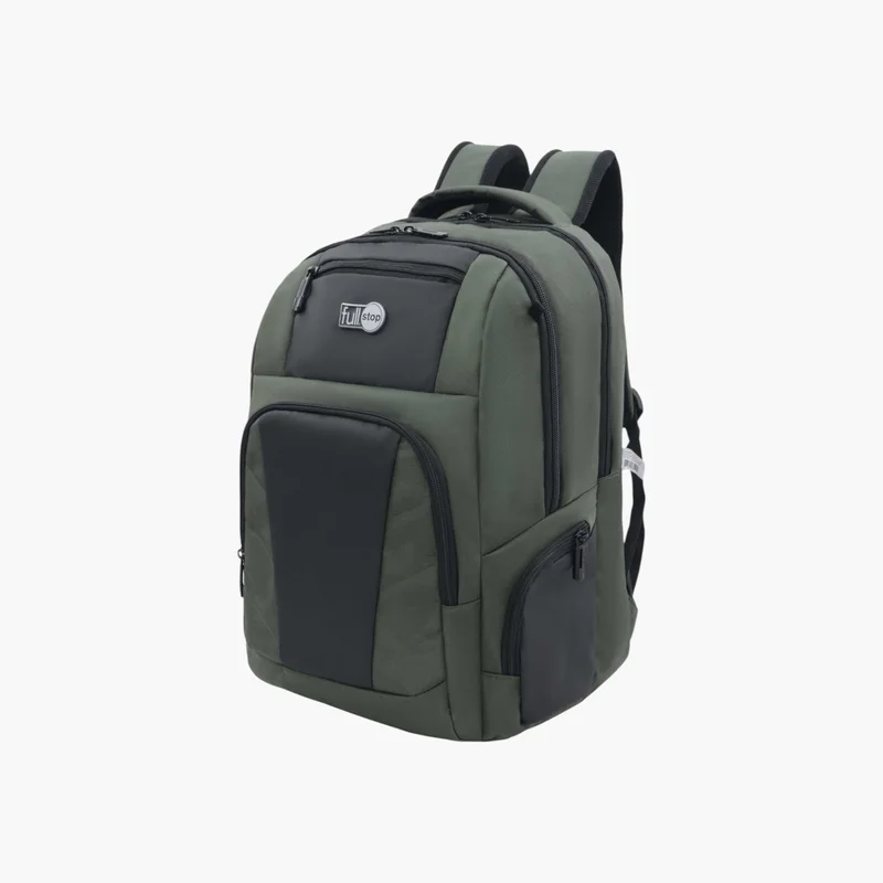 علامة الوقف Panelled Backpack with Adjustable Straps and Zip Closure - 6x12x21 cms